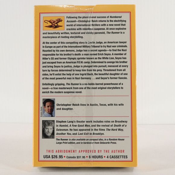 The Runner by Christopher Reich Cassette Tape Audiobook, 2000 Abriged SEALED NEW - Picture 2 of 7